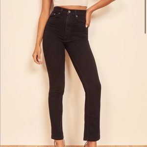 Reformation Black Liza Ultra High Rise Straight Jeans